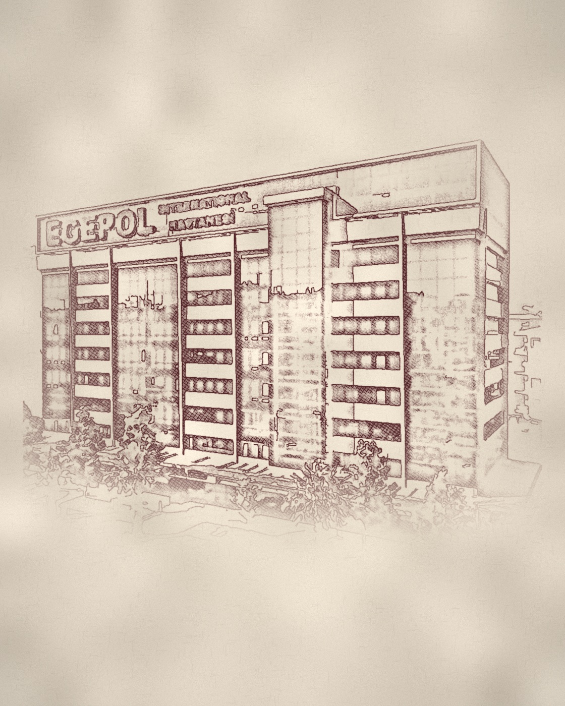 Egepol International Hastanesi, karakalem cephe çizimi